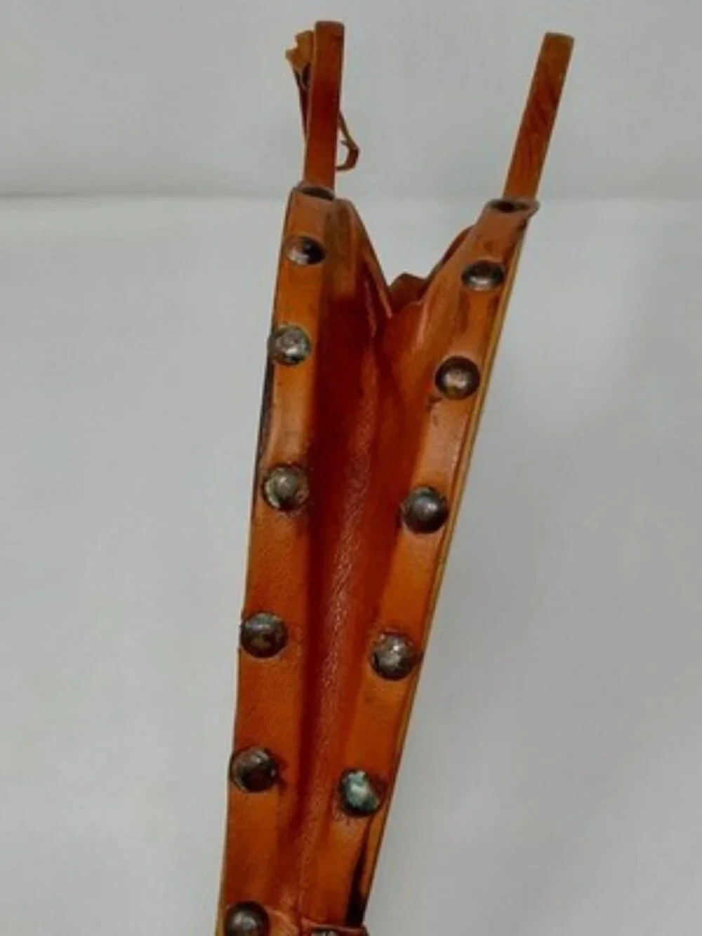 ​Vintage Hand Carved Wood Fireplace Bellows Floral Relief Leather Brass Nozzle
